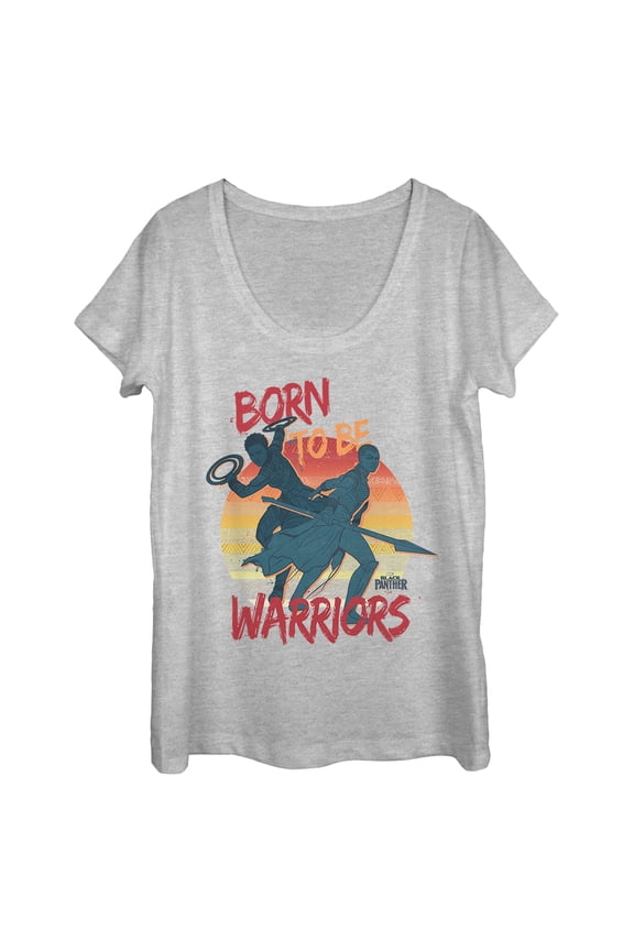 Women's Marvel Black Panther 2018 Born to Be Warriors Scoop Neck Athletic Heather Small