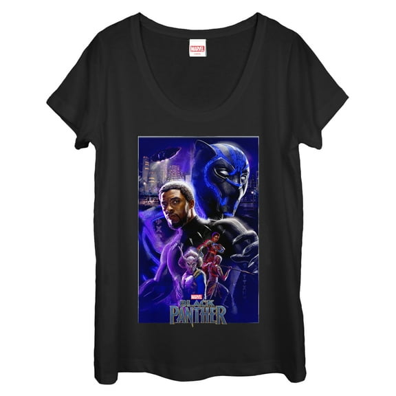 Women's Marvel Black Panther 2018 Character Collage  Scoop Neck Black Medium