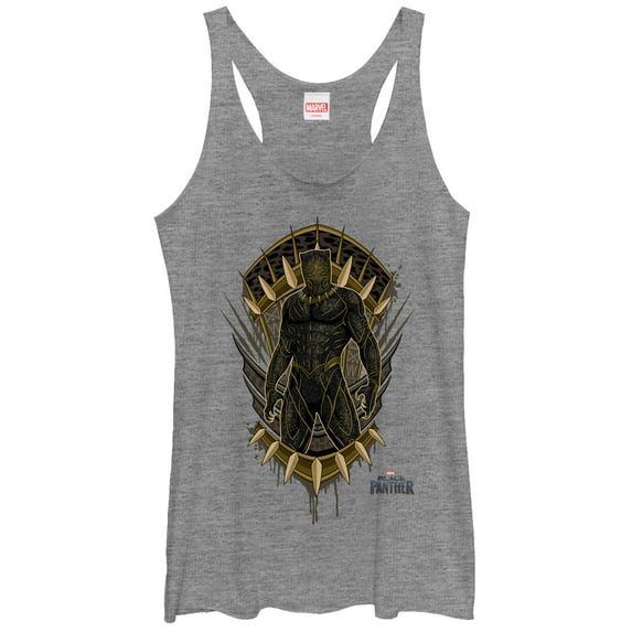 Women's Marvel Black Panther 2018 Claw Crest Racerback Tank Top Gray Heather 2X Large