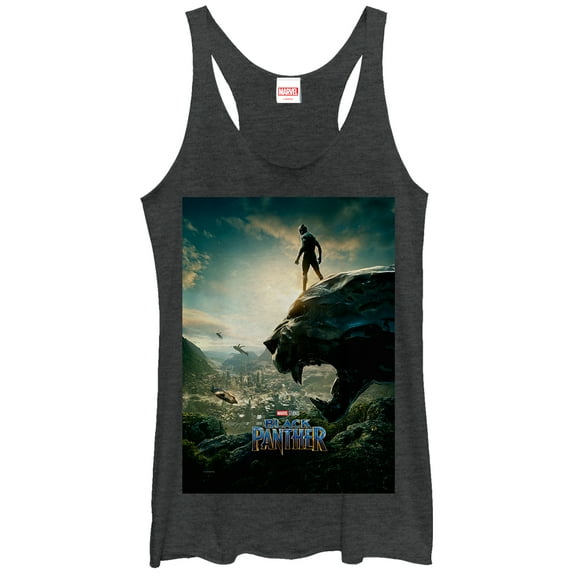 Women's Marvel Black Panther 2018 Epic View  Racerback Tank Top Black Heather Large