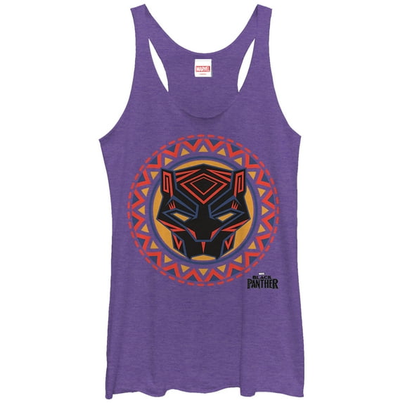 Women's Marvel Black Panther 2018 Mask Pattern  Racerback Tank Top Purple Heather Small