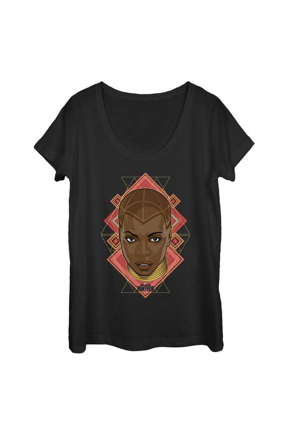 Women's Marvel Black Panther 2018 Okoye Portrait  Scoop Neck Black Small