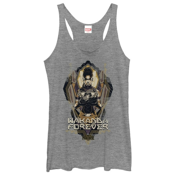 Women's Marvel Black Panther 2018 Shuri Pattern  Racerback Tank Top Gray Heather X Small