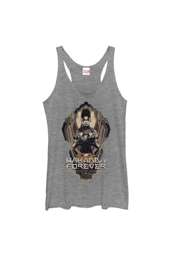Women's Marvel Black Panther 2018 Shuri Pattern Racerback Tank Top Gray Heather X Small