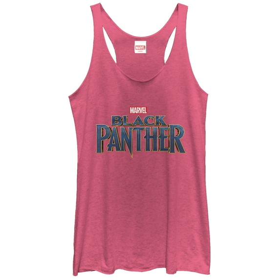 Women's Marvel Black Panther 2018 Text Logo Racerback Tank Top Pink Heather X Large