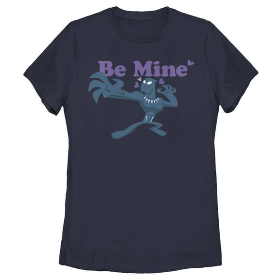Women's Marvel Black Panther Be Mine Graphic Tee Navy Blue Medium