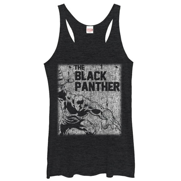 Women's Marvel Black Panther Chalk Print  Racerback Tank Top Black Heather X Large