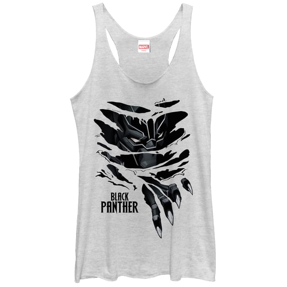 Women's Marvel Black Panther Claw Tear Racerback Tank Top White Heather X Large
