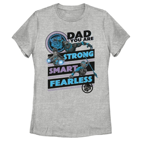 Women's Marvel Black Panther Dad You are Strong Smart Fearless  Graphic Tee Athletic Heather Large
