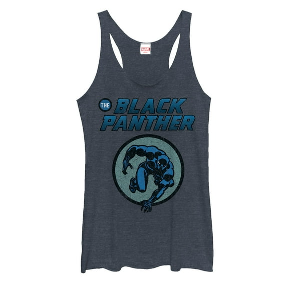 Women's Marvel Black Panther Leap Racerback Tank Top Navy Blue Heather Small