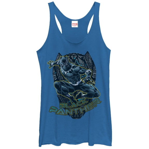 Women's Marvel Black Panther Mask Outline  Racerback Tank Top Royal Blue Heather Large