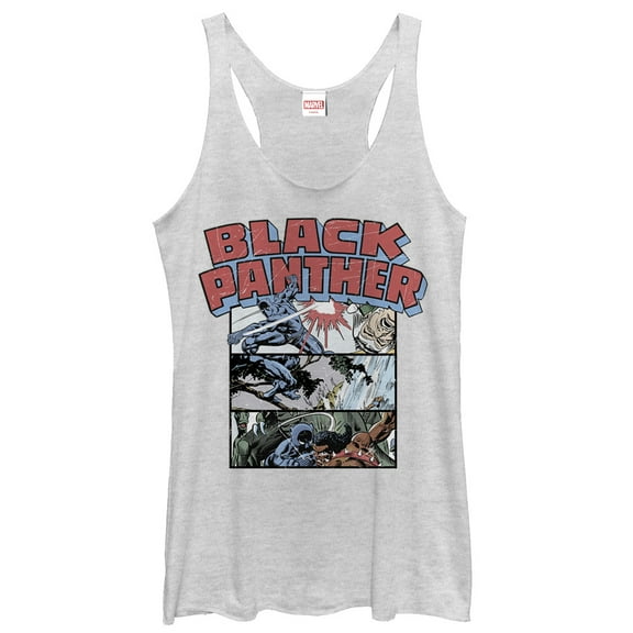Women's Marvel Black Panther Panels  Racerback Tank Top White Heather Large
