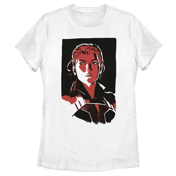 Women's Marvel Black Widow Cell Shade Portrait  Graphic Tee White X Large