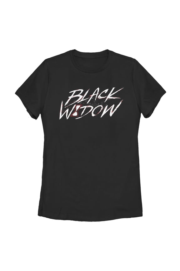 Women's Marvel Black Widow Chalk Logo Graphic Tee Black X Large