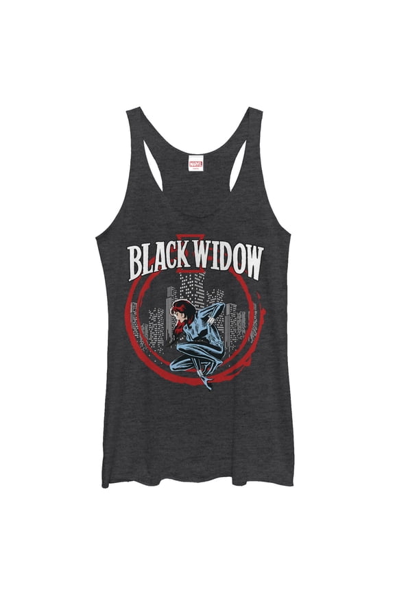 Women's Marvel Black Widow Circle Racerback Tank Top Black Heather Medium