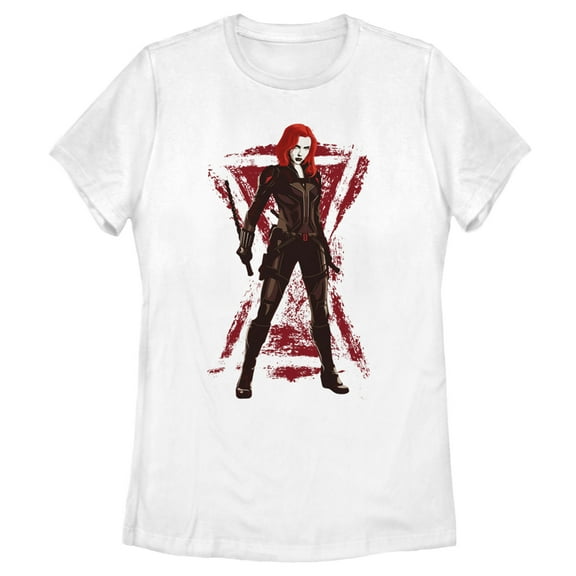 Women's Marvel Black Widow Grunge Hourglass  Graphic Tee White X Large