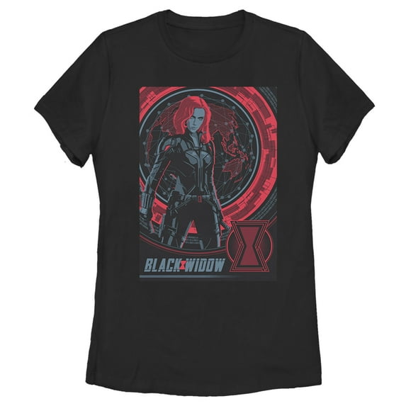 Women's Marvel Black Widow Infrared Globe Graphic Tee Black X Large
