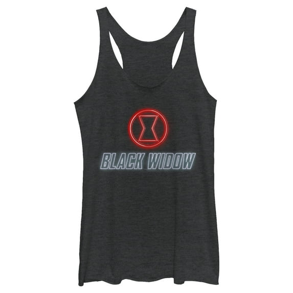 Women's Marvel Black Widow Neon Hourglass Racerback Tank Top Black Heather Large
