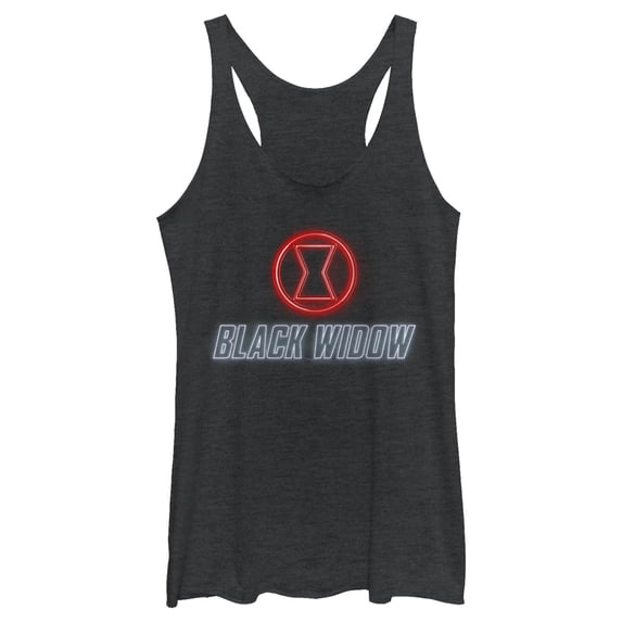 Women's Marvel Black Widow Neon Hourglass Racerback Tank Top Black Heather Small