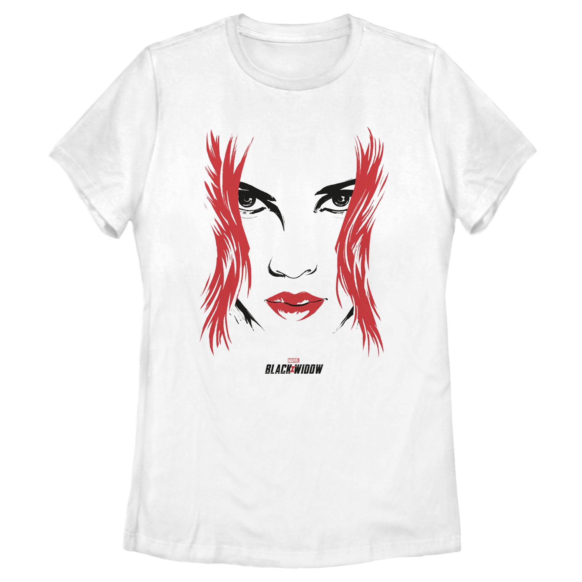Women s Marvel Black Widow Painted 80 s Face Graphic Tee White 2X Large
