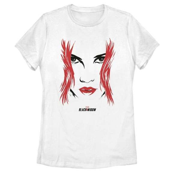 Women's Marvel Black Widow Painted 80's Face  Graphic Tee White X Large