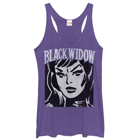 Women's Marvel Black Widow Portrait  Racerback Tank Top Purple Heather X Large