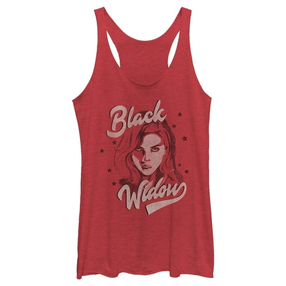 Women's Marvel Black Widow Retro Portrait  Racerback Tank Top Red Heather Large