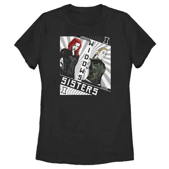 Women's Marvel Black Widow Sisters Cartoon  Graphic Tee Black Small