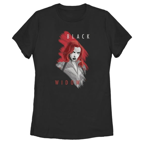 Women's Marvel Black Widow Smudge Portrait  Graphic Tee Black Large