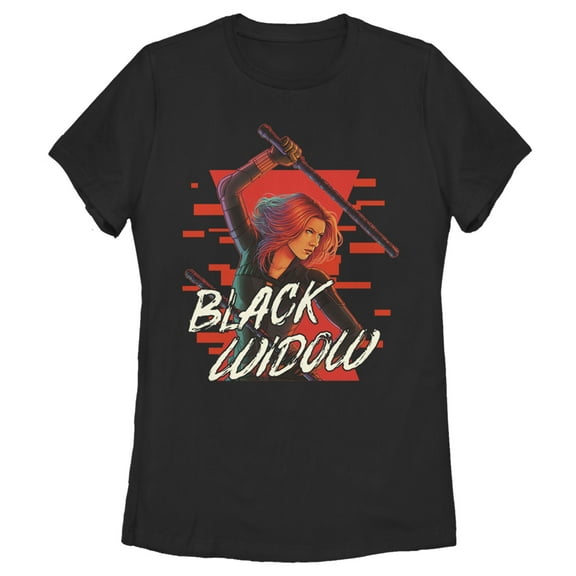 Women's Marvel Black Widow Streaked Hourglass  Graphic Tee Black Small