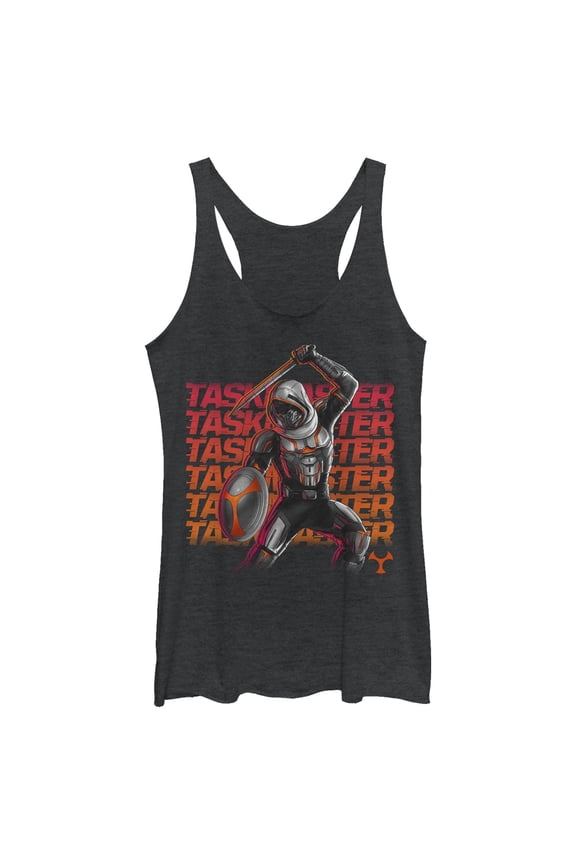 Women's Marvel Black Widow Taskmaster Battle Racerback Tank Top Black Heather Medium