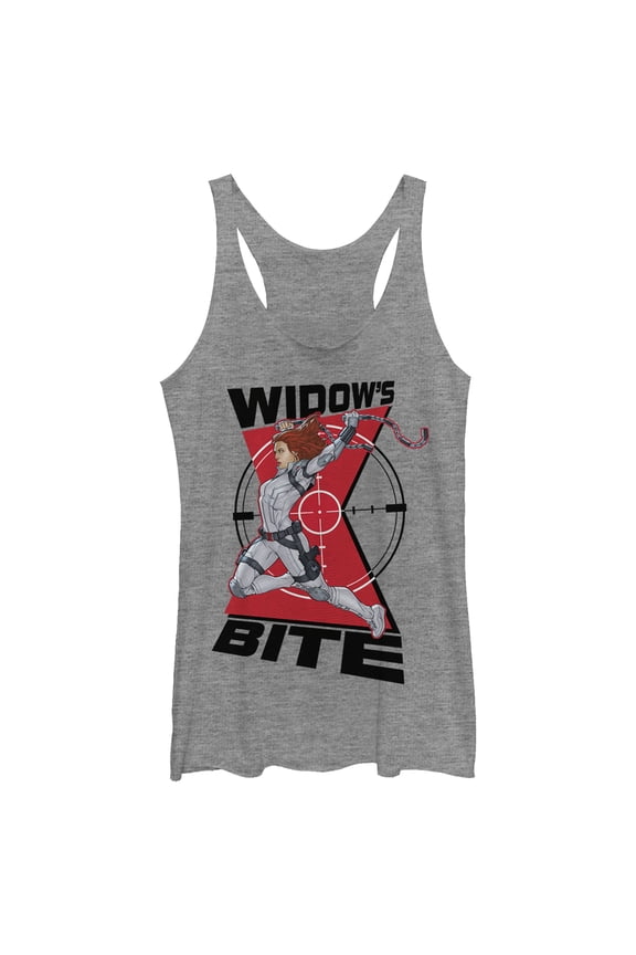 Women's Marvel Black Widow in the Crosshairs Racerback Tank Top Gray Heather 2X Large