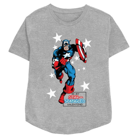 Women's Marvel Captain America Be My Star-Spangled Valentine  Graphic T-Shirt