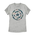 thumbnail image 1 of Women's Marvel Captain America Floral Print  Graphic Tee Athletic Heather Medium, 1 of 3