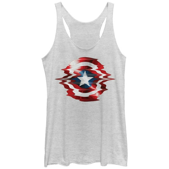 Women's Marvel Captain America Shield Glitch  Racerback Tank Top White Heather X Large