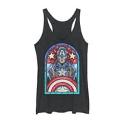 Womens Marvel Captain America Stained Glass Racerback Tank Top Black Heather X Large