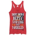 thumbnail image 1 of Women's Marvel Captain Marvel Busy Saving World  Racerback Tank Top Red Heather 2X Large, 1 of 3