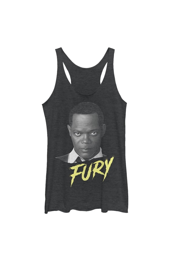 Women's Marvel Captain Marvel Fury Streak Racerback Tank Top Black Heather Small