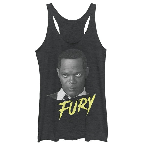 Women's Marvel Captain Marvel Fury Streak  Racerback Tank Top Black Heather X Small