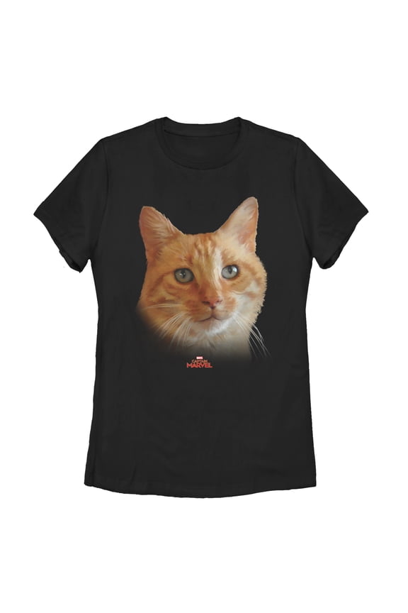 Women's Marvel Captain Marvel Goose Cat Portrait Graphic Tee Black X Large