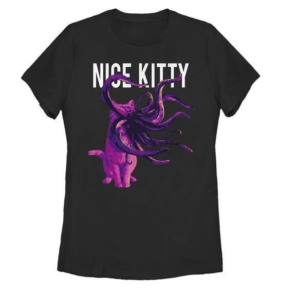 Women's Marvel Captain Marvel Goose Nice Kitty  Graphic Tee Black Medium