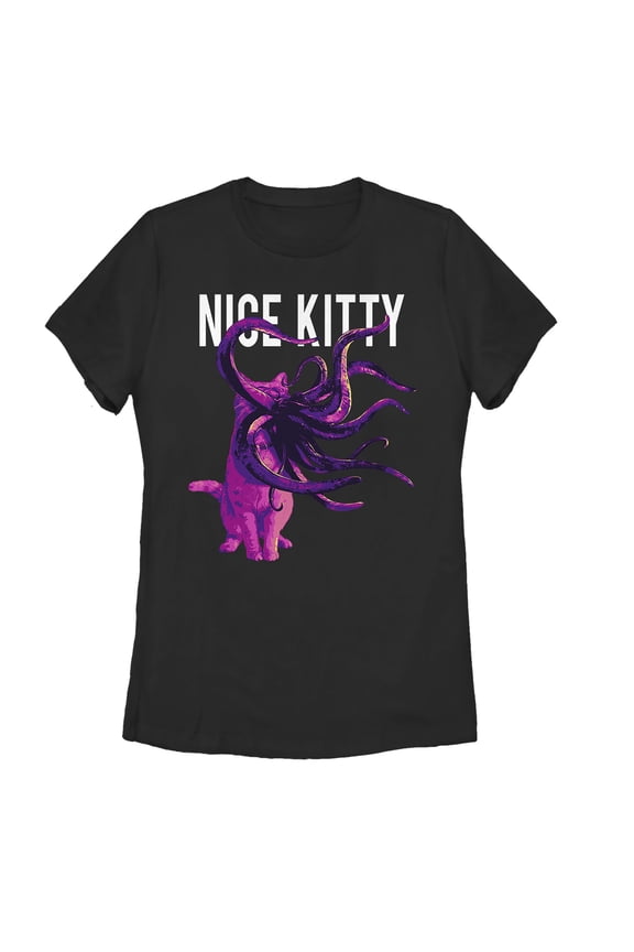 Women's Marvel Captain Marvel Goose Nice Kitty Graphic Tee Black Small