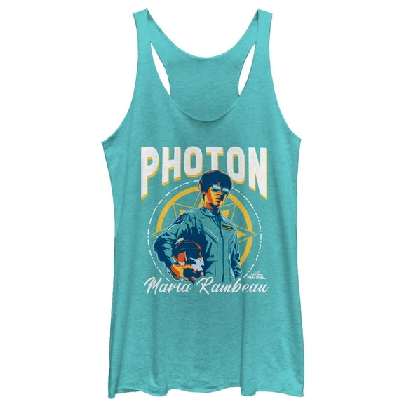 Women's Marvel Captain Marvel Photon Quote Racerback Tank Top Tahiti Blue Small