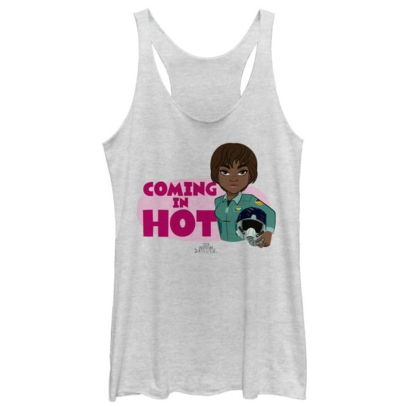 Women's Marvel Captain Marvel Photon Quote Racerback Tank Top White Heather X Large