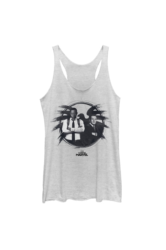 Women's Marvel Captain Marvel S.H.I.E.L.D Agents  Racerback Tank Top White Heather Medium