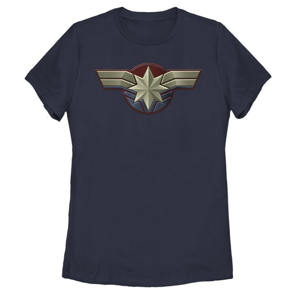 Women's Marvel Captain Marvel Simple Star Symbol Graphic Tee Navy Blue Large