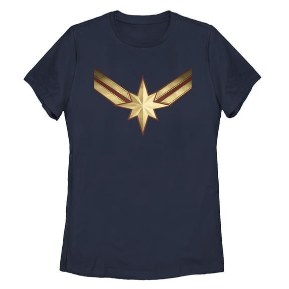 Women's Marvel Captain Marvel Star Symbol Costume  Graphic Tee Navy Blue Large