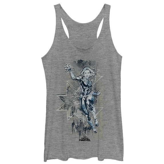 Women's Marvel Captain Marvel Vintage Vibe Racerback Tank Top Gray Heather X Small