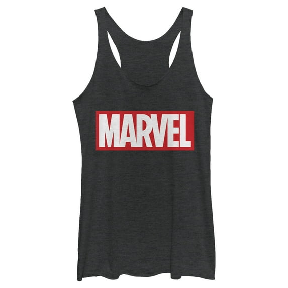 Women's Marvel Classic Bold Logo Racerback Tank Top Black Heather Large