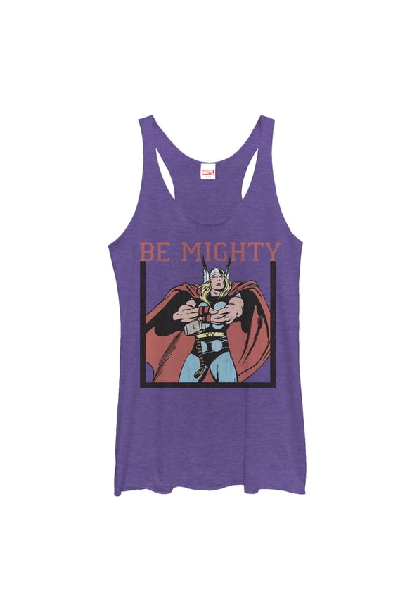 Women's Marvel Classic Thor Be Mighty  Racerback Tank Top Purple Heather Medium